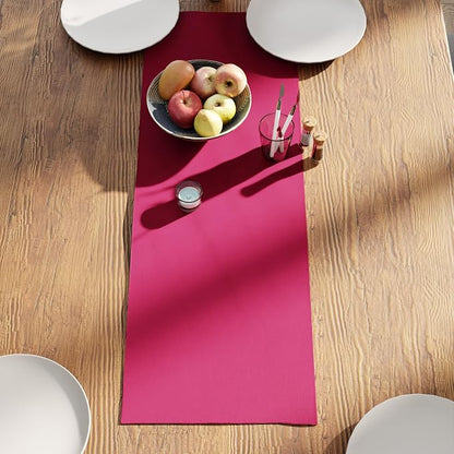 Encasa XO Table Runner, Cotton Canvas Dining Runner 13"x36" | Hot Pink - Image 3