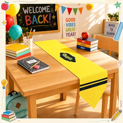 4 Pcs Crayon Table Runner 71 x 13 Inch Back to School Classroom Decorations - Image 4