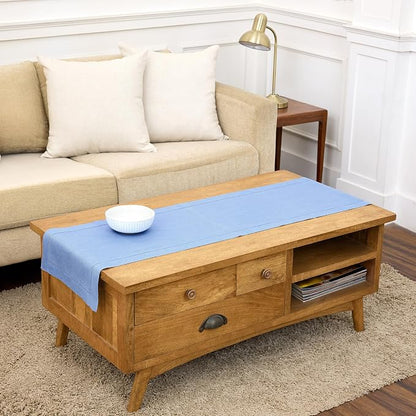 Solino Home 100% Pure Linen Dining Table Runner Cornflower Blue, 14 x 48 in | by SolinoHome