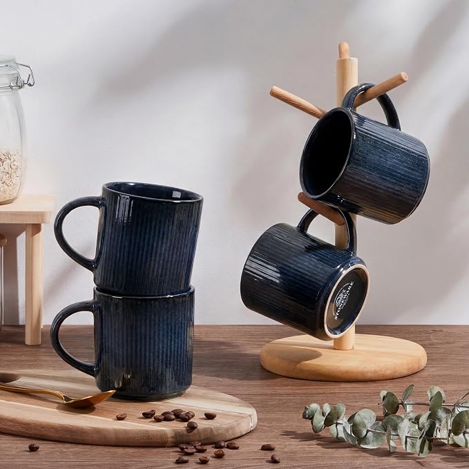 E-far Coffee Mugs Set of 4, 12 oz Stoneware Coffee Cups - Image 7