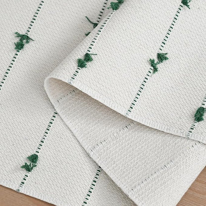 Artoid Mode Dark Green Boho Farmhouse Cotton Woven Table Runner, Seasonal - Image 6