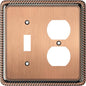 Henne Bery Rope Edge Decorative Wall Plate Switch Plate Outlet Cover (Toggle/Duplex, Antique Copper)