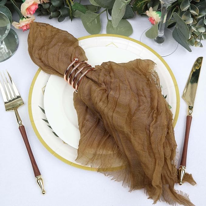 Efavormart 5 Pack 24"x19" Taupe Matte Gauze Cheesecloth Napkins, Neutral Soft by efavormart