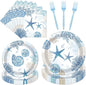 Rakuto Ocean Themed Party Decorations 96PCS Plates Napkins Forks Set | Beach by Rakuto