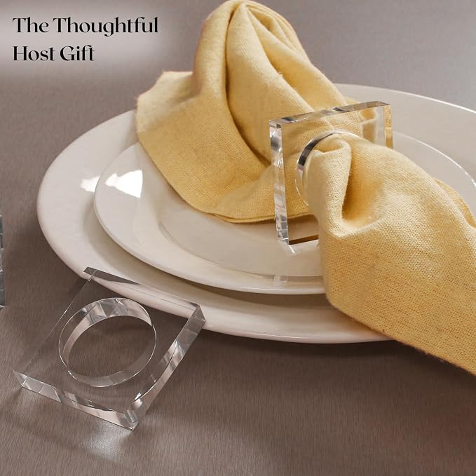 Acrylic Square Napkin Rings, 2.25x2.25x0.5 in each, glossy scratch-resistant - Image 6
