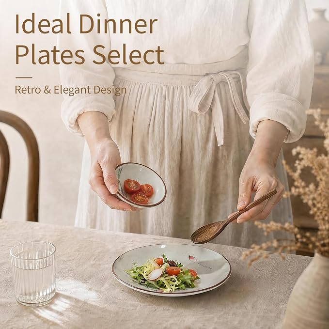 6 Inch Japanese Retro Dinner Plates Set of 6 | Ceramic Hand-painted Serving - Image 5