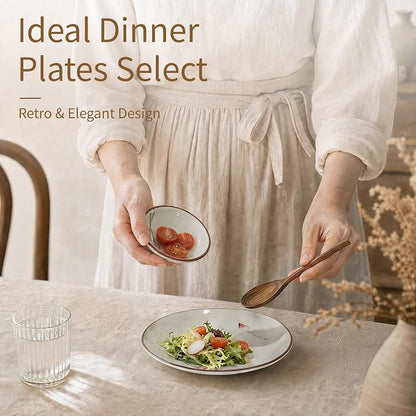 6 Inch Japanese Retro Dinner Plates Set of 6 | Ceramic Hand-painted Serving - Image 5