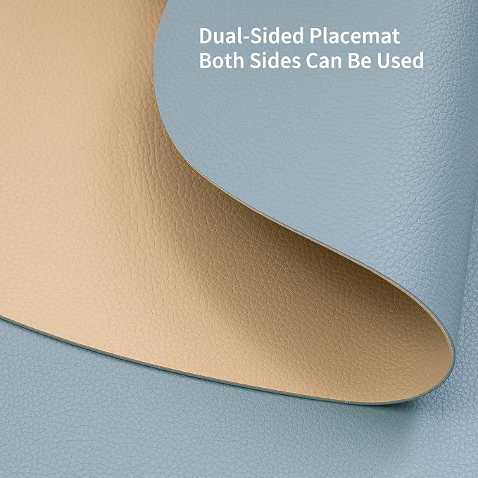 Myir JUN 15 Inches Round Placemats Set of 4 Faux Leather Place Mats | - Image 3