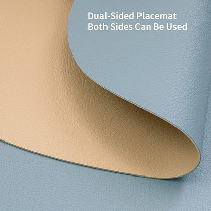 Myir JUN 15 Inches Round Placemats Set of 4 Faux Leather Place Mats | - Image 3