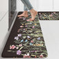 KIMODE Anti Fatigue Mats for Kitchen Floor 17"x47"+17"x29", Farmhouse Floral Kitchen Rugs Sets of 2, Cushioned Kitchen Floor Mats, Non Slip Standing Mat for Sink, Laundry, Office, Desk Black