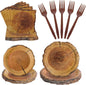 100 Pcs Disposable Rustic Wood Grain Slice Tableware Set by Unknown