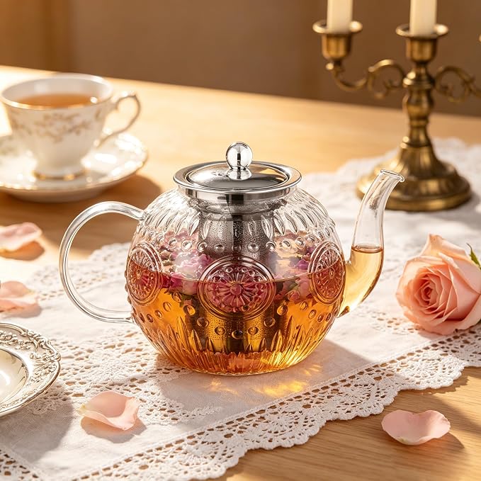 Amzcku 50OZ/1500ml Vintage Glass Teapot - Image 7