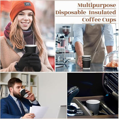 Yaomiao 200 Pcs 4 oz Disposable Espresso Coffee Cups Ripple Corrugated Paper - Image 7