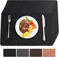 Vinyl Placemats Set of 12 Heat Resistant Easy Clean Non-Slip Place Mats for Dining Table Faux Leather Waterproof Stain Resistant Wipeable Washable PVC Table Mats(12, Black)