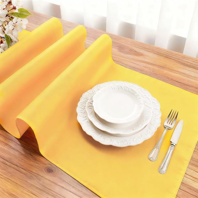 FOLINS&HOME Yellow Waterproof Decorative Table Runner 60 Inches Long | 210GSM - Image 3
