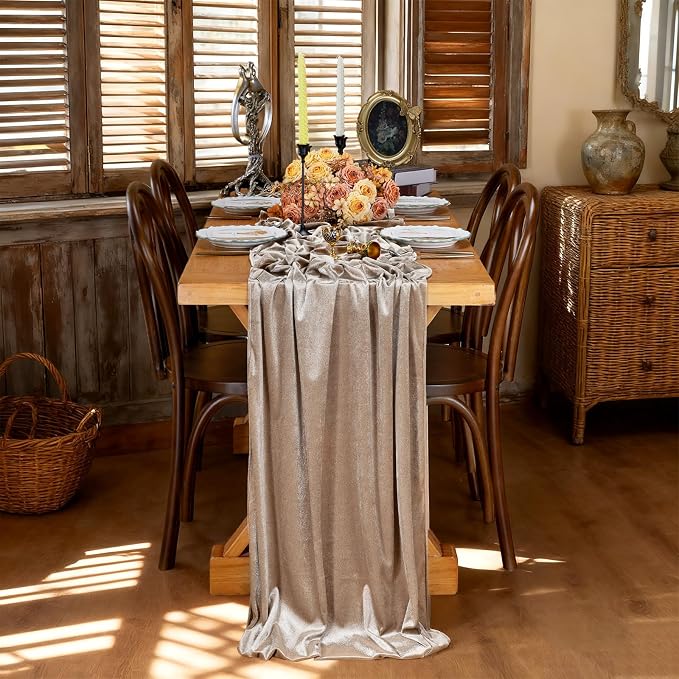 Cream Velvet Table Runner 29 x 120 Inch Soft Velvet Fabric Runners | 3 Pieces - Image 3