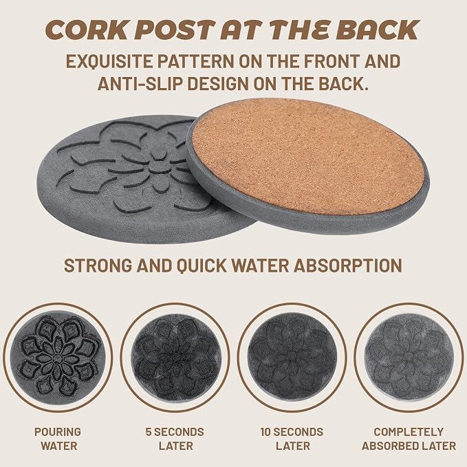 6 Pcs Diatomaceous Earth Absorbent Coasters - Image 3