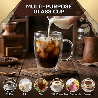 Set of 4 12oz Double Walled Glass Coffee Mugs - Image 7
