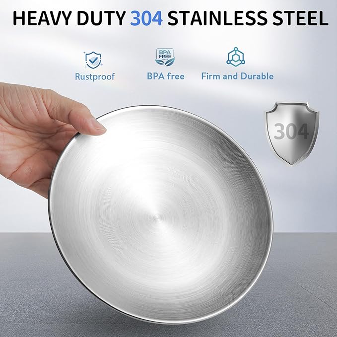Elevated Cat Bowls, Separable Dishes for Solo Use, 304 Stainless Steel Raised Cats Plates for Wet Food, Extra Wide Shallow Design for Whisker Relief, Non-Slip Silicone Base Kitten Feeder, 2 Set