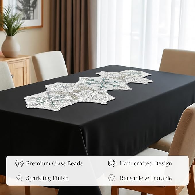 ALPHA Living HOME 36-Inch Beaded Table Runner, Glitz Decorative Runner - Image 7