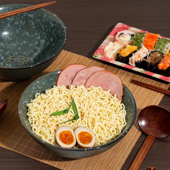 8 Inch Ceramic Ramen Bowl Set of 2, 40oz Japanese Bowls - Image 9