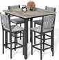 AWQM 5-Piece Dining Table Set, Dining Table Set for 4, Counter Height Table & 4 Velvet Bar Stools, Modern Kitchen Dining Set, Compact Dining Set for Small Spaces (Gray & Velvet Chairs)