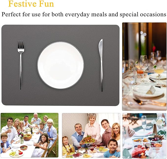 Placemats Set of 6, Faux Leather Place Mats - Image 7