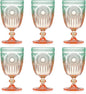 XUWAIDSGN 6Pcs Plastic Vintage Wine Glasses 13.5oz Reusable Embossed Goblet by XUWAIDSGN