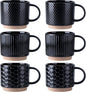GBhome 12 OZ Stackable Coffee Mugs Set of 6, Ceramic Black Coffee Cups Set | 3 by GBhome
