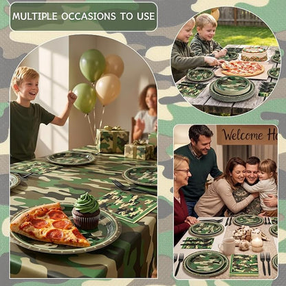 100 Pcs Disposable Camouflage Party Tableware Set - Image 4