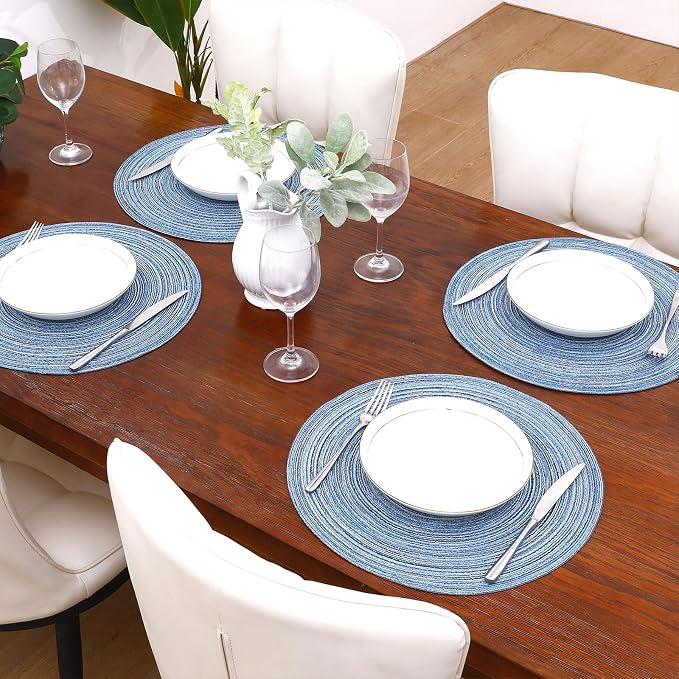 SHACOS Round Braided Placemats Set of 6 Circle Place Mats Kitchen Table Mats - Image 5