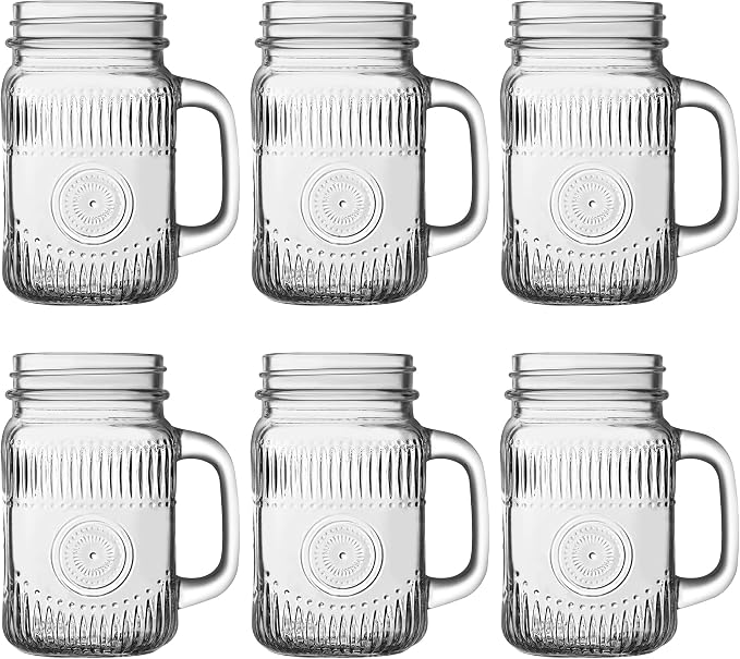 Amzcku vintage Clear Drinking Jar 16 OZ Drinking Jars by Amzcku