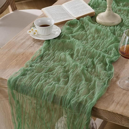 3 Pack Sage Green Cheesecloth Table Runners, 120 Inch 10Ft Moss Gauze Table - Image 3