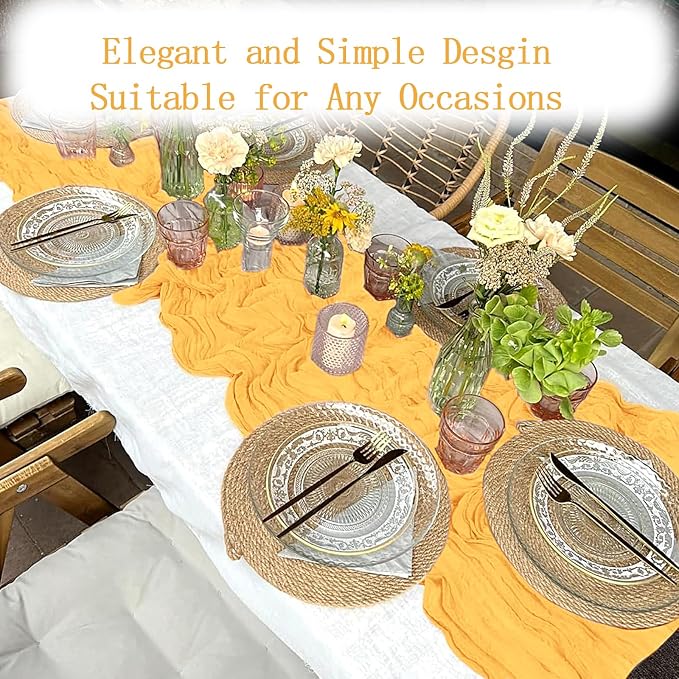4 Pack Gold Cheesecloth Table Runner 20 x 120 inch Gauze Table Runners 10 FT - Image 5