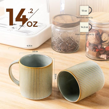 theterra Ceramic Coffee Mugs Set of 6, 14.2 oz Coffee Cups - Image 2