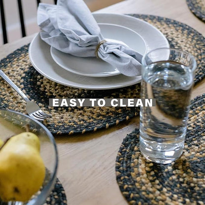 Homespice Kilimanjaro Dining Placemats, Warm Primitive Decor, Set of 6, Black and Tan - 13x19 Rectangle Table Mats - Vibrant Colors, Durable, Easy to Clean and Protects Furniture