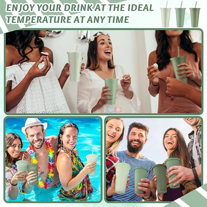Skylety 24 Pcs Sage Green Plastic Cups - Image 6
