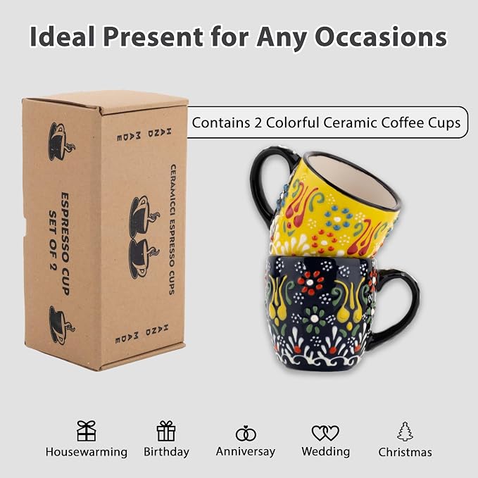 Espresso Cups Set of 2 | 4 oz Small Espresso Cups | Turkish Tea Cups | - Image 6