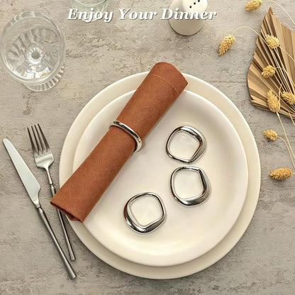 Set of 12 Silver Napkin Rings, Premium Alloy Shiny Napkin Holder Buckles Mobius - Image 7