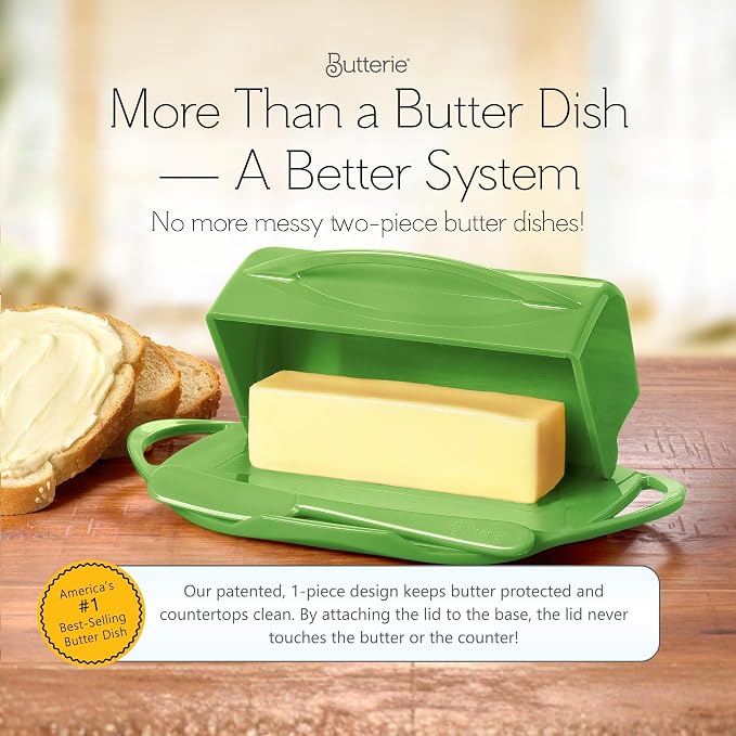 Flip Top Butter Dish with Attached Lid & Matching Knife, 2 Pack - Image 2