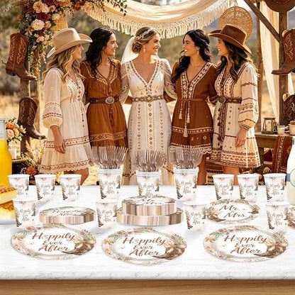 250Pcs Boho Cowgirl Bridal Shower Party Supplies - Image 5