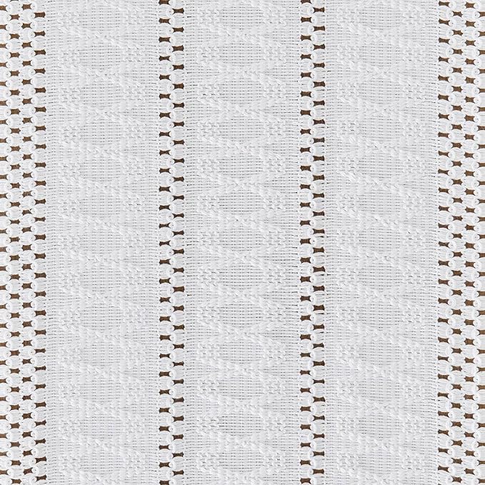 Macrame Style Boho Table Runner, 12x48 Inch White | Woven Boho Table Runner - Image 6