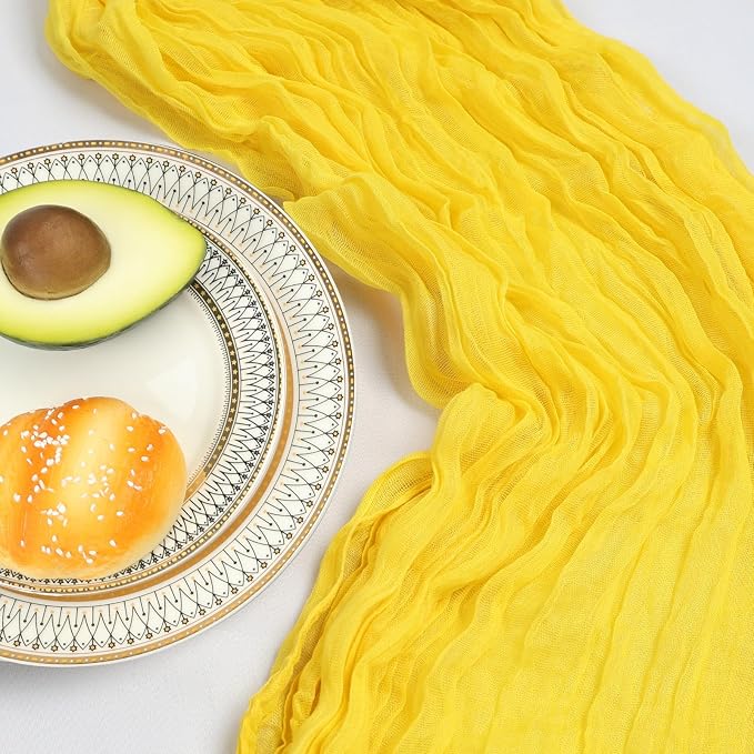 6 Pack 10Ft Lemon Yellow Cheesecloth Table Runner 23 x 120 Inch | Gauze Rustic - Image 5