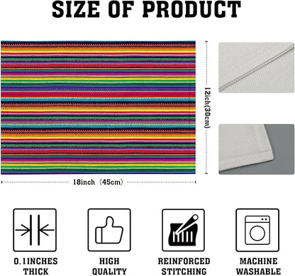 Mexican Placemats Set of 4 - Colorful Stripes Place Mats 12x18 Fiesta Tablemats Table Mats for Party Kitchen Dining