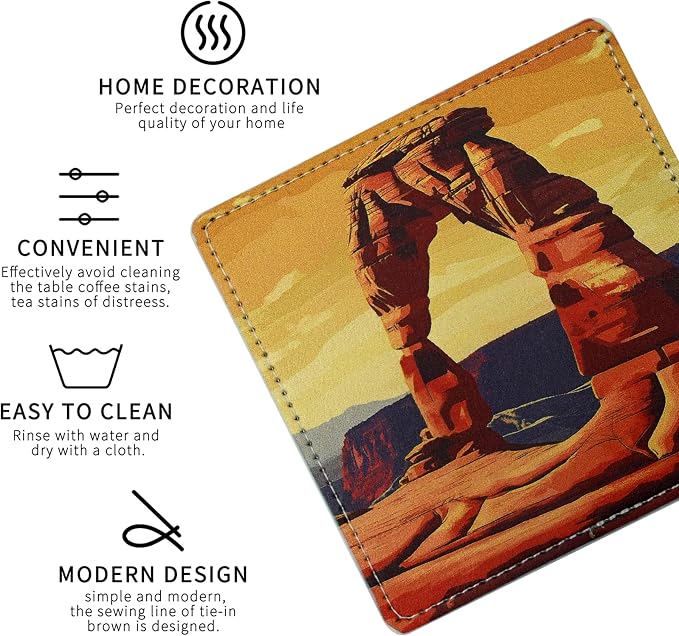 National Parks Coasters Square Leather Drinks Coaster Set - Image 3
