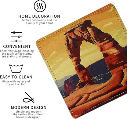 National Parks Coasters Square Leather Drinks Coaster Set - Image 3