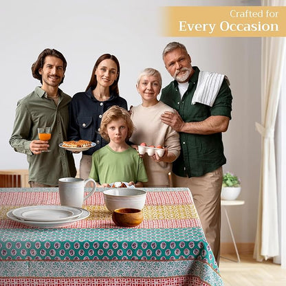 Maison d' Hermine Table Cloth Square Table 100% Cotton 54 x 54 Inches Tablecloth Reusable Decorative for Dining Room Farmhouse Home Valentines Day Decorations Spring Summer - Provence