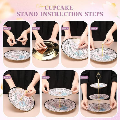 21 Pcs Ceramic Teapot Set Vintage Porcelain Tea Cups - Image 5