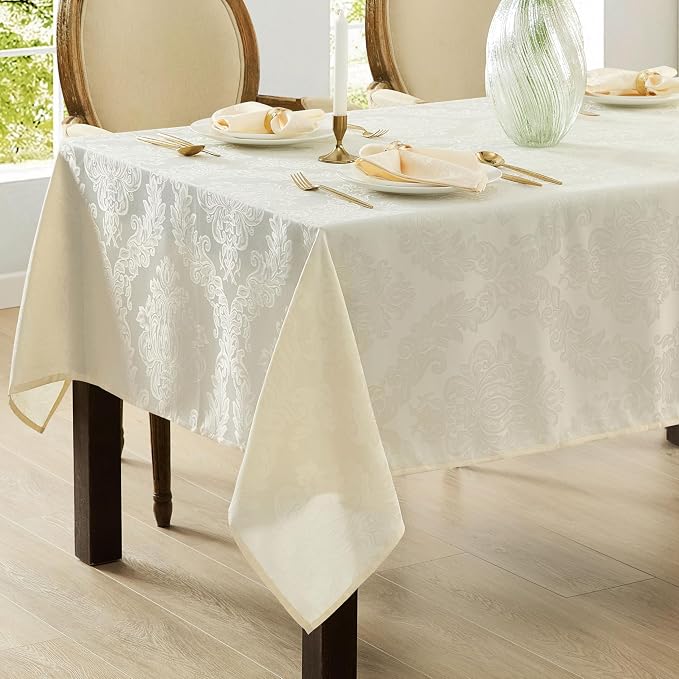 Newbridge Barcelona Luxury Damask Fabric Tablecloth, 70” Extra Wide x 168” - Image 5