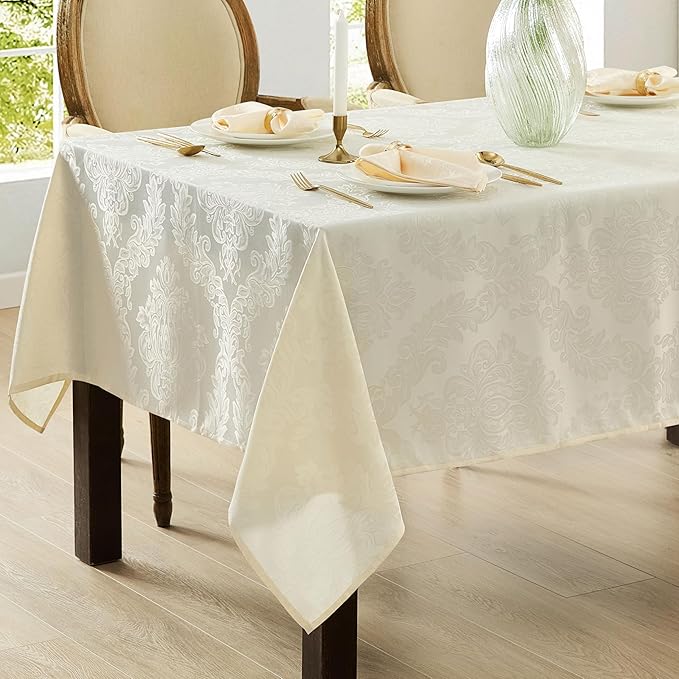 Newbridge Barcelona Luxury Damask Fabric Tablecloth, 52” Wide x 52” Square - Image 5